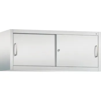 Jednací stůl Nástavná kancelářská skříňka s posuvnými dveřmi C+P Acurado, 1200 x 400 x 500 mm, sv. šedá