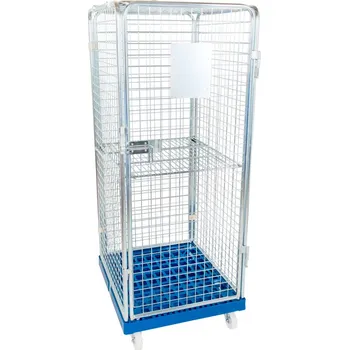 Víceúčelový drátěný vozík s plastovým dnem, uzavřený z 5 stran, 724 x 815 x 1800 mm