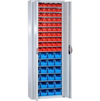 Skříňka na nářadí Ocelová skříň se 84 skladovacími přihrádkami pro-line A, 700 x 300 x 1980 mm