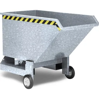 Přepravník Výklopný vozík z oceli, kolečka, objem 1000 litrů, zinkovaný