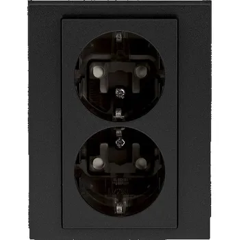 Elektrická zásuvka 5522H-C03457 63 Zásuvka dvojnásobná s bočními kontakty (schuko), s clonkami, onyx/kouřová černá (Levit M)