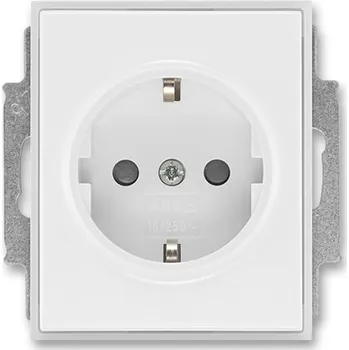 Elektrická zásuvka 5518E-A03459 01 Zásuvka jednonásobná s bočními kontakty (schuko), s clonkami, bílá/ledová bílá (Element, Time)