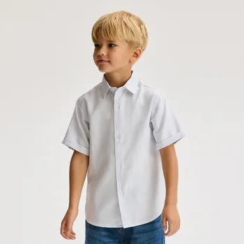 Chlapecká košile Reserved - Bavlněná košile s krátkým rukávem - bílá - 871FG-00X - 871FG-00X-128
