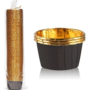 Krabice na pečivo Cake star Samonosné košíčky hnědo-zlaté 50ks