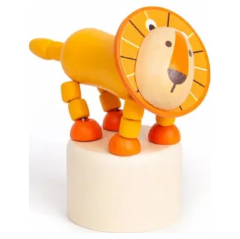 Dřevěná hračka Bigjigs Toys Dřevěná mačkací zvířátka Safari Lev