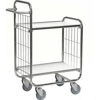 Policový vozík typ KM, zinkovaný, 2 police, DxŠxV 815x470x1120 mm, 4 kolečka, brzda