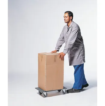 Paletový vozík Stěhovací podvozek SP 125 P s plošinkou z překližky, polyamidová kolečka, šedý, nosnost 600 kg