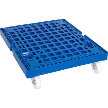 Plastový podvozek, modrý, 724 x 815 mm, kolečka z PP, nosnost 500 kg