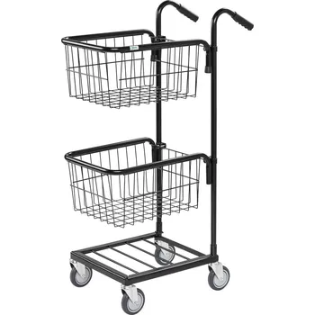 Malý přepravní vozík typ KM, 2 košíky, výškově nastavitelný, práškově lakovaný, TPE kolečka, brzda