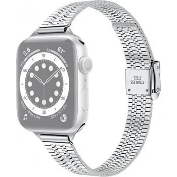 Řemínek na hodinky Tenký řemínek z nerezové oceli pro Apple Watch Ultra 49mm / 46mm / 45mm / 44mm / 42mm - stříbrný