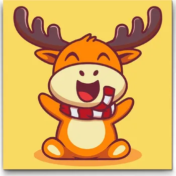 Malování podle čísel - Veselý sobík Velikost: 30x30cm, Rámování: Pouze srolované plátno