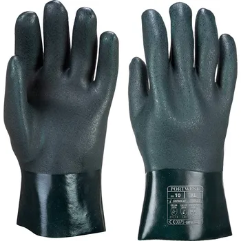 Pracovní rukavice PORTWEST A827 / Dvakrát máčené PVC rukavice 27 cm XL