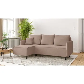 Sedací souprava Rohová rozkládací sedačka VELLUTTO - hnědá - manšestr