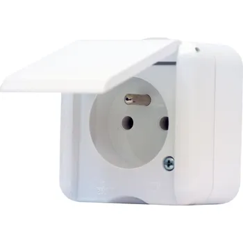 Elektrická zásuvka SCAME Zásuvka s bílým víčkem, bílá, IP44, 134.22982.BB