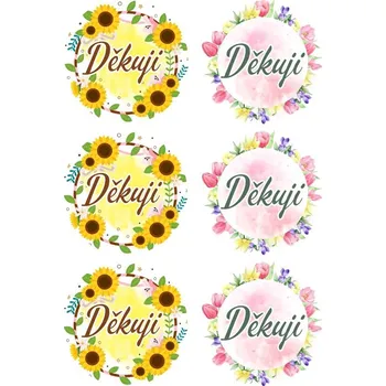 samolepka Samolepky, kulaté, DĚKUJI 1, 4,5 cm, 6ks/arch