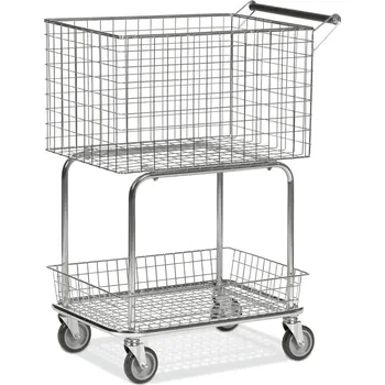 Přepravní drátěný vozík, pozinkovaný, 2 košíky, nosnost 100 kg, 690x410 mm, 4 kolečka