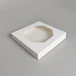 Cake star krabička bílá s okénkem nízka 20x20x3,5cm