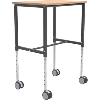 Stolní vozík Kongamek Ergo, lakovaný tmavě šedý / buk, výškově nastavitelný, 800 x 570 x 720 mm