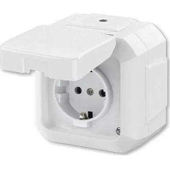 Elektrická zásuvka 5518N-C03540 B Zásuvka jednonásobná IP 54, pro průběžnou montáž, s bočními kontakty (schuko), s víčkem, bílá (Variant)