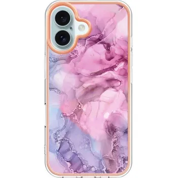 Pouzdro na mobilní telefon Mramorový ochranný kryt pro iPhone 16 - růžovofialový