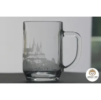 Sklenice SUVENÝR - SKLENĚNÝ PŮLLITR - PRAHA HRADČANY
