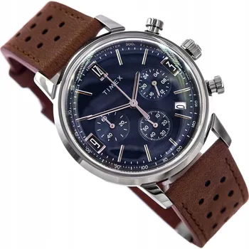 Hodinky PÁNSKÉ HODINKY TIMEX TW2W10200 MARLIN S HNĚDÝM ŘEMÍNKEM, DATUMOVKA, CHRONOGRAF