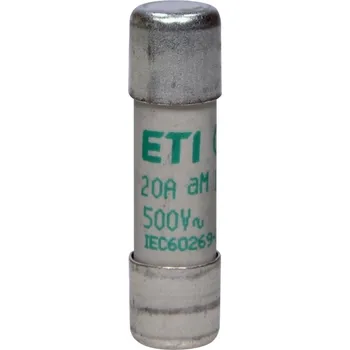 ETI CH10 aM 20A/500V Válcová pojistková vložka, velikost CH10, charakteristika aM, In = 20A, Icn = 120kA, Un = 500V AC, Pd=1,05W
