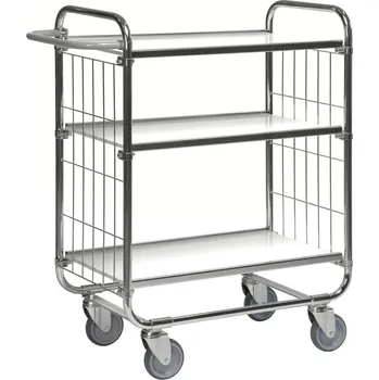 Policový vozík typ KM, zinkovaný, 3 police, DxŠxV 945x470x1120 mm, 4 kolečka