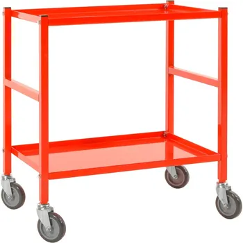 Stolní vozík typ KM na euro bedny, práškově lakovaný červený, 2 police, 4 PU kolečka