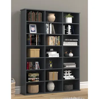 VCM Dřevěný stojan na CD a DVD Megosa M, antracitová 487255