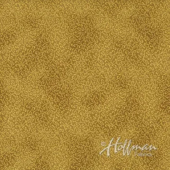 Hoffman 3290-067 Malé spirálky na zlaté vánoční zlatotisk bavlněná látka