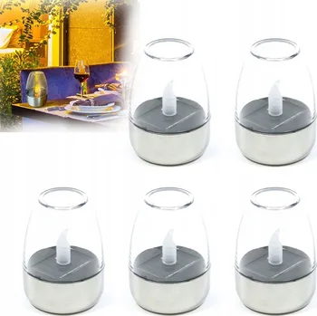 Zahradní dekorace 5 KUSŮ SOLÁRNÍ ZAHRADNÍ LAMPA DEKORATIVNÍ SVÍČKA VODĚODOLNÁ AUTOMATICKÁ