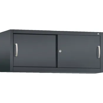 Jednací stůl Nástavná kancelářská skříňka s posuvnými dveřmi C+P Acurado, 1200 x 400 x 500 mm, černošedá