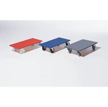 Paletový vozík Stěhovací podvozek SP 125 P s plošinkou z překližky, polyamidová kolečka, modrý, nosnost 600 kg