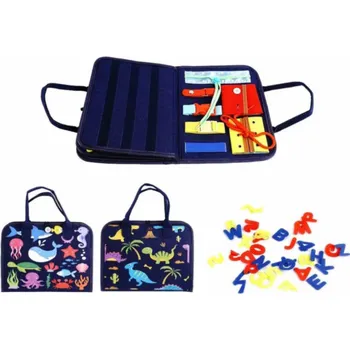 Dřevěná hračka 2Kids Toys Senzorická busy kniha Vodní / Dino svět