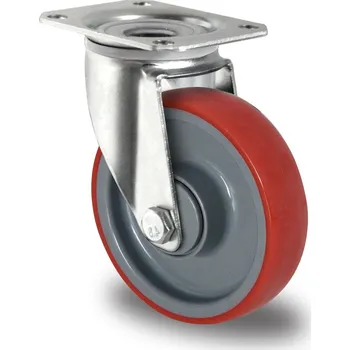 Otočné kolečko Ø 125 mm, polyamidový disk a běhoun z TPU, nechanechává stopy, šedo-červené