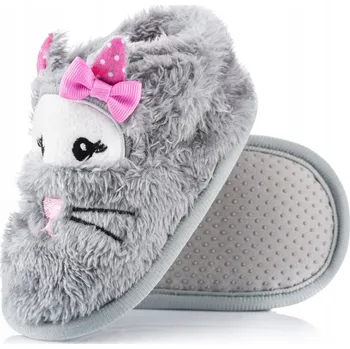 Dívčí bačkory Atraktivní dětské papuče na suchý zip, šedé, velikost 25