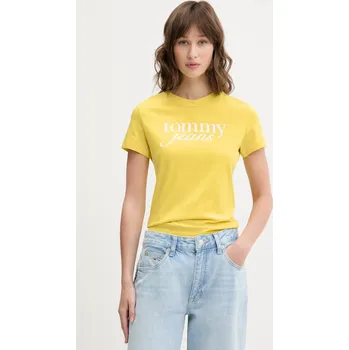 Pánské tričko Bavlněné tričko Tommy Jeans žlutá barva, DW0DW19447 11X, vel. S