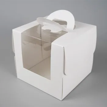 Krabice na pečivo Cake star dortová krabice LILI bílá s okénkem a úchytem 21 x 21 x 20cm