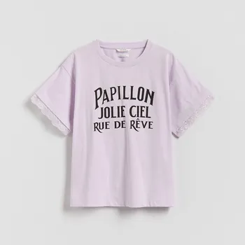 Dětská móda Reserved - Tričko s potiskem - levandulová - 854GB-04X - 854GB-04X-U12