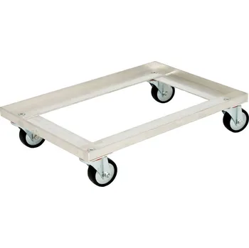 Paletový vozík Přepravní podstavec na euro bedny, otevřené provedení, 615 x 415, z hliníku