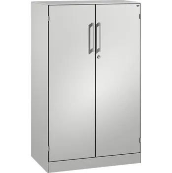 Jednací stůl Kancelářská skříň s křídlovými dveřmi C+P Asisto, 800 x 435 x 1292 mm, sv. šedá