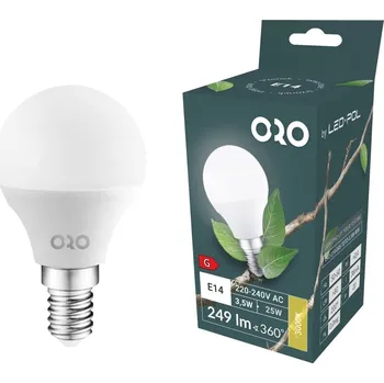 Žárovka LED žárovka ORO-E14-G45-TOTO-3,5W-CW, 6500K, 249 lm