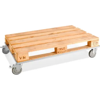 Paletový vozík Podvozek KM na europalety, pozinkovaný, nízká výška 185 mm, nosnost 150 kg, s aretací