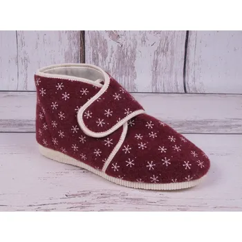 Dámské pantofle Bačkory papuče dámské Pegres 1036 důchodky vyšší vínové na suchý zip s hvězdičkami velikost: 35/36