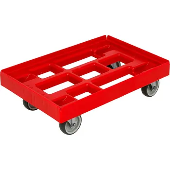 Paletový vozík Přepravní podstavec na euro bedny, z HDPE, 610 x 410, červený