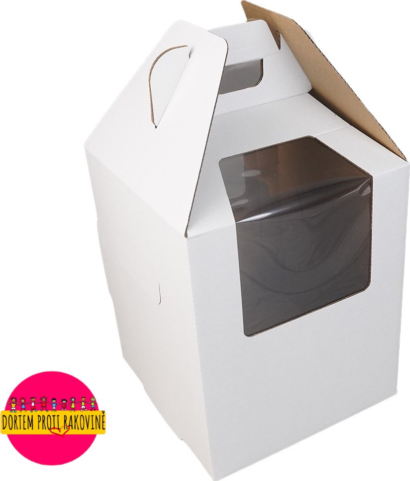 Cake star dortová krabice bílá s úchytem (25,4 x 25,4 x 30,5 cm)