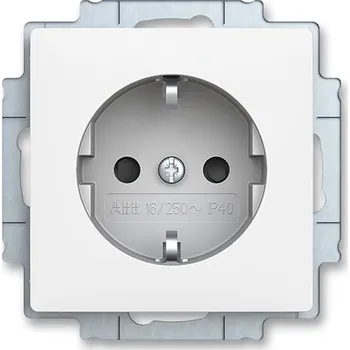 vypínač a zásuvka ABB - Zoni, zásuvka jednonásobná s bočními kontakty, s clonkami, matná bílá