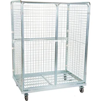 Rollkontejner na europaletu, 3 drátěné stěny, 2 dveře, 950 x 1350 x 1820 mm, aretace