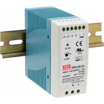 Napájecí zdroj pro osvětlení Napájecí zdroj 12V 5A 60W na DIN lištu Mean Well DRA-60-12